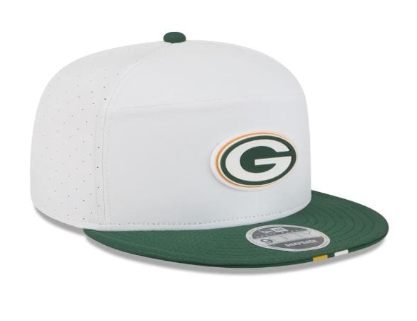 New Era Flex Hat OSFM / White Adult Green Bay Packers New Era 2025 White NFL Training Camp Split Panel 9FIFTY Snapback Hat - Men's