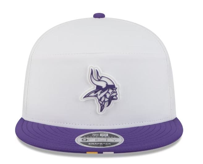 Adult Minnesota Vikings New Era 2025 White NFL Training Camp Split Panel 9FIFTY Snapback Hat - Men's