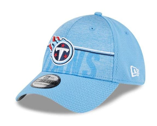 New Era Flex Hat Tennessee Titans New Era 2023 NFL Training Camp Light Blue 39THIRTY Flex Fit Hat