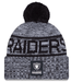 New Era Knit Hat OSFM / Black Adult Las Vegas Raiders New Era 2025 Black Sideline Cuffed Knit Hat With Pom - Men's