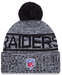 New Era Knit Hat OSFM / Black Adult Las Vegas Raiders New Era 2025 Black Sideline Cuffed Knit Hat With Pom - Men's