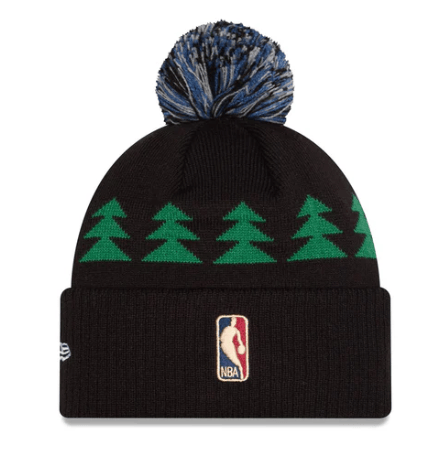 New Era Knit Hat OSFM / Black Adult Minnesota Timberwolves New Era Black Hardwood Classic Knit Hat with Pom - Men's