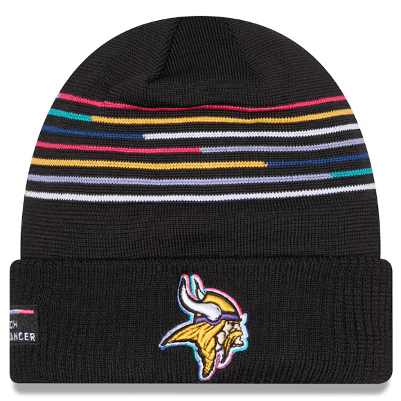 Adult Minnesota Vikings New Era Black 2025 NFL Crucial Catch Cuffed Knit Hat - Men's