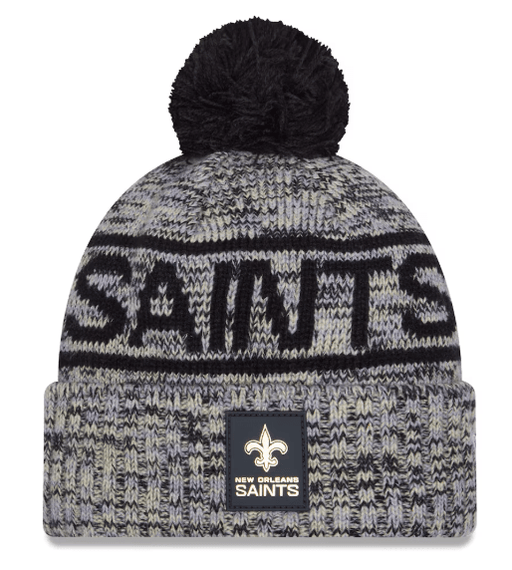 New Era Knit Hat OSFM / Black Adult New Orleans Saints New Era 2025 Black Sideline Cuffed Knit Hat With Pom - Men's