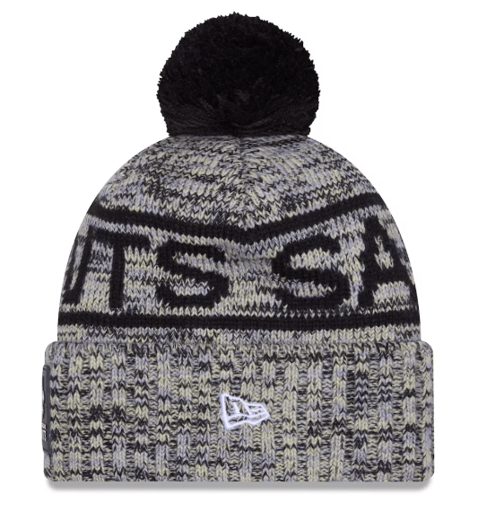 New Era Knit Hat OSFM / Black Adult New Orleans Saints New Era 2025 Black Sideline Cuffed Knit Hat With Pom - Men's