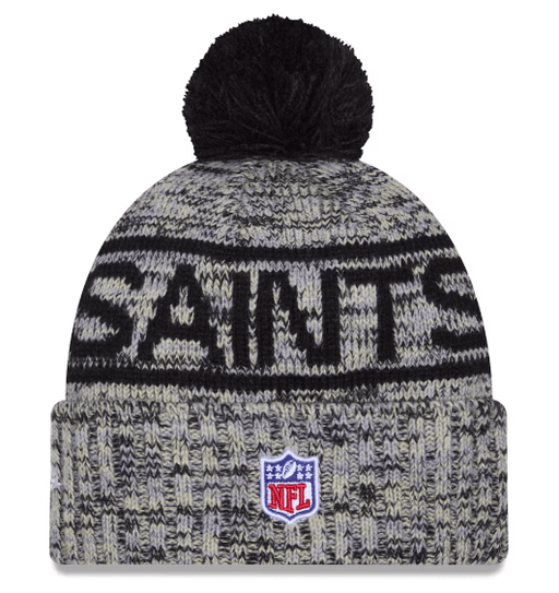 New Era Knit Hat OSFM / Black Adult New Orleans Saints New Era 2025 Black Sideline Cuffed Knit Hat With Pom - Men's