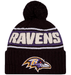 New Era Knit Hat OSFM / Black Baltimore Ravens New Era 2024 Black Sideline Cuffed Knit Hat With Pom