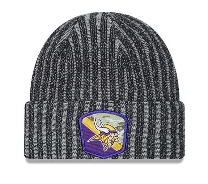 Minnesota Vikings New Era Black 2023 Salute to Service Knit Hat - Men's