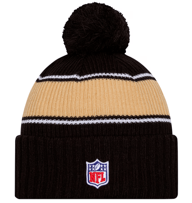 New Era Knit Hat OSFM / Black New Orleans Saints New Era 2024 Black Sideline Cuffed Knit Hat With Pom