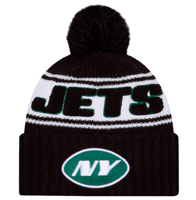 New Era Knit Hat OSFM / Black New York Jets New Era 2024 Black Sideline Cuffed Knit Hat With Pom