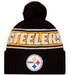 New Era Knit Hat OSFM / Black Pittsburgh Steelers New Era 2024 Black Sideline Cuffed Knit Hat With Pom