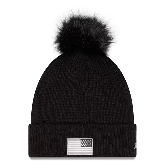 New Era Knit Hat OSFM / Black Women's New Era Black Minnesota Vikings 2026 Salute To Service Cuffed Knit Hat with Pom