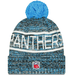 New Era Knit Hat OSFM / Blue Adult Carolina Panthers New Era 2025 Blue Sideline Cuffed Knit Hat With Pom - Men's