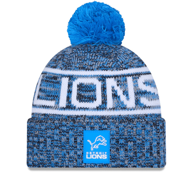 New Era Knit Hat OSFM / Blue Adult Detroit Lions New Era 2025 Blue Sideline Cuffed Knit Hat With Pom - Men's
