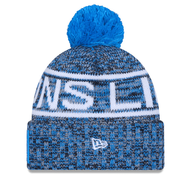 New Era Knit Hat OSFM / Blue Adult Detroit Lions New Era 2025 Blue Sideline Cuffed Knit Hat With Pom - Men's