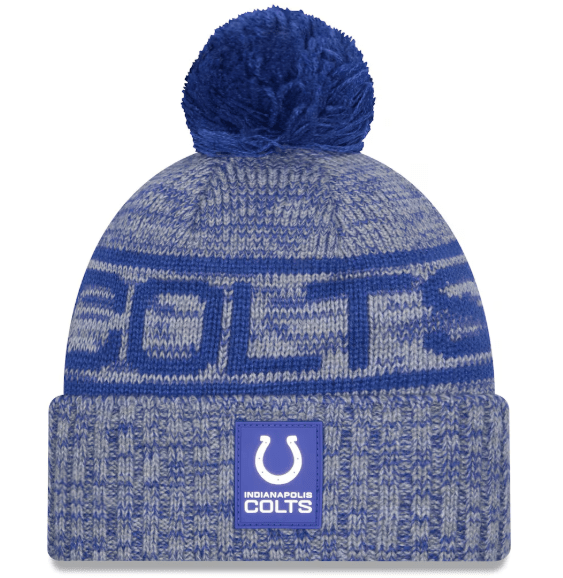 New Era Knit Hat OSFM / Blue Adult Indianapolis Colts New Era 2025 Blue Sideline Cuffed Knit Hat With Pom - Men's