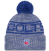 New Era Knit Hat OSFM / Blue Adult Indianapolis Colts New Era 2025 Blue Sideline Cuffed Knit Hat With Pom - Men's