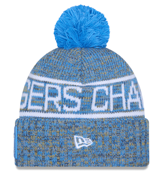 New Era Knit Hat OSFM / Blue Adult Los Angeles Chargers New Era 2025 Powder Blue Sideline Cuffed Knit Hat With Pom - Men's