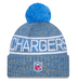 New Era Knit Hat OSFM / Blue Adult Los Angeles Chargers New Era 2025 Powder Blue Sideline Cuffed Knit Hat With Pom - Men's