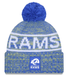 New Era Knit Hat OSFM / Blue Adult Los Angeles Rams New Era 2025 Blue Sideline Cuffed Knit Hat With Pom - Men's