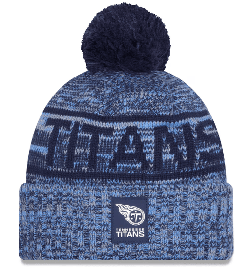 New Era Knit Hat OSFM / Blue Adult Tennessee Titans New Era 2025 Blue Sideline Cuffed Knit Hat With Pom - Men's