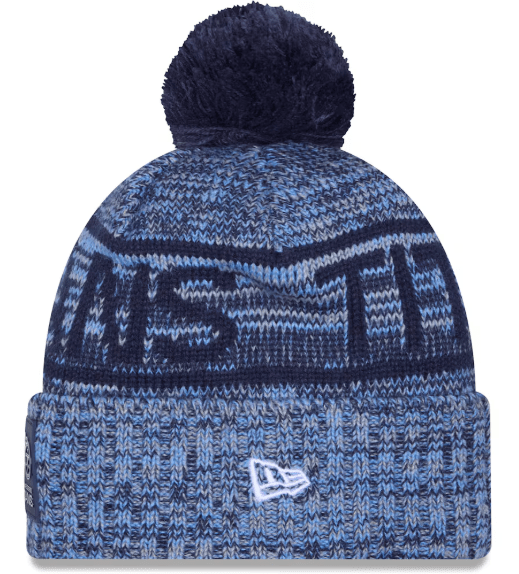 New Era Knit Hat OSFM / Blue Adult Tennessee Titans New Era 2025 Blue Sideline Cuffed Knit Hat With Pom - Men's