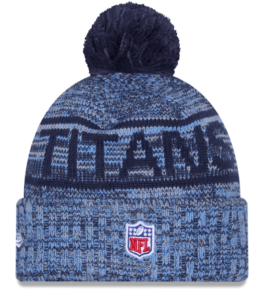 New Era Knit Hat OSFM / Blue Adult Tennessee Titans New Era 2025 Blue Sideline Cuffed Knit Hat With Pom - Men's