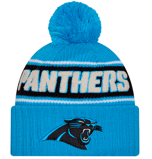 New Era Knit Hat OSFM / Blue Carolina Panthers New Era 2024 Blue Sideline Cuffed Knit Hat With Pom