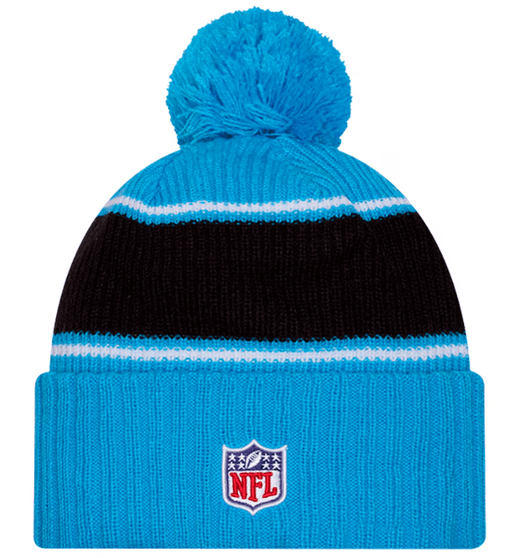 New Era Knit Hat OSFM / Blue Carolina Panthers New Era 2024 Blue Sideline Cuffed Knit Hat With Pom