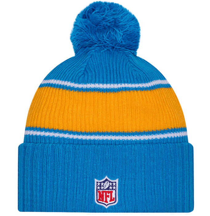 New Era Knit Hat OSFM / Blue Los Angeles Chargers New Era 2024 Blue Sideline Cuffed Knit Hat With Pom