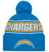 New Era Knit Hat OSFM / Blue Los Angeles Chargers New Era 2024 Blue Sideline Cuffed Knit Hat With Pom