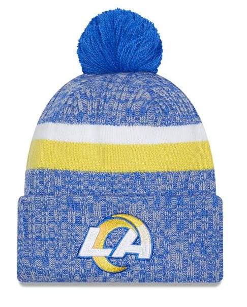 Los Angeles Rams New Era 2023 Blue Sideline Cuffed Knit Hat With Pom