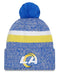 New Era Knit Hat OSFM / Blue Los Angeles Rams New Era 2023 Blue Sideline Cuffed Knit Hat With Pom