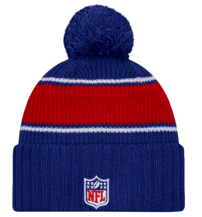 New Era Knit Hat OSFM / Blue New York Giants New Era 2024 Blue Sideline Cuffed Knit Hat With Pom