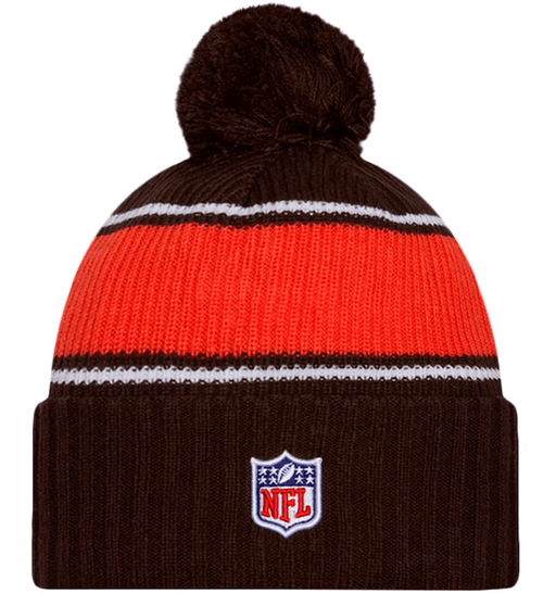 New Era Knit Hat OSFM / Brown Cleveland Browns New Era 2024 Brown Sideline Cuffed Knit Hat With Pom