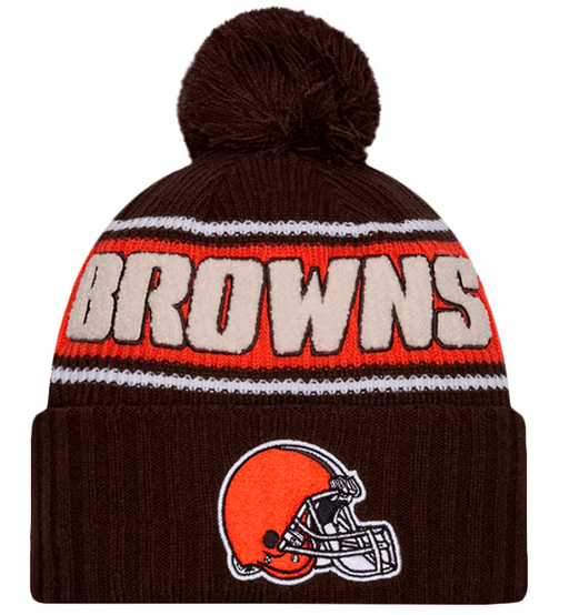 New Era Knit Hat OSFM / Brown Cleveland Browns New Era 2024 Brown Sideline Cuffed Knit Hat With Pom