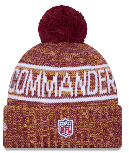 New Era Knit Hat OSFM / Burgundy Adult Washington Commanders New Era 2025 Burgundy Sideline Cuffed Knit Hat With Pom - Men's