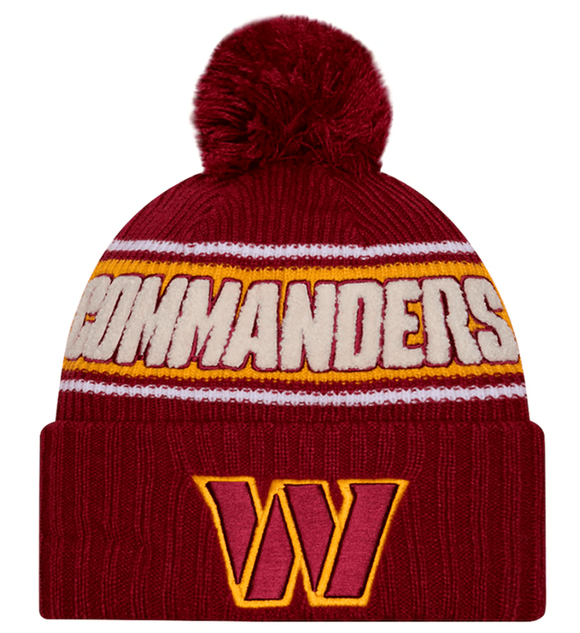 New Era Knit Hat OSFM / Burgundy Washington Commanders New Era 2024 Burgundy Sideline Cuffed Knit Hat With Pom