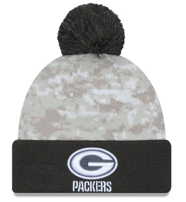 New Era Knit Hat OSFM / Camo Green Bay Packers New Era Camo 2024 Salute To Service Knit Hat - Men's