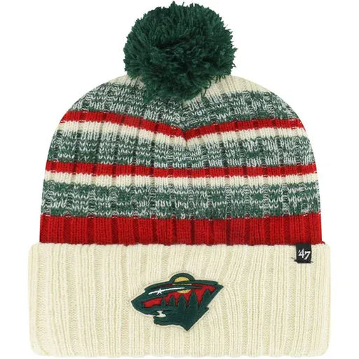 New Era Knit Hat OSFM / cream Minnesota Wild 47 Brand Cuffed Knit With Pom - Unisex
