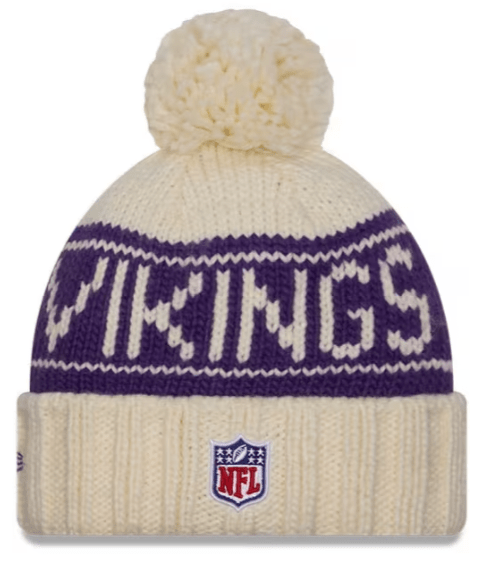 Adult Minnesota Vikings New Era 2024 Cream Sideline Cuffed Knit Hat Wi