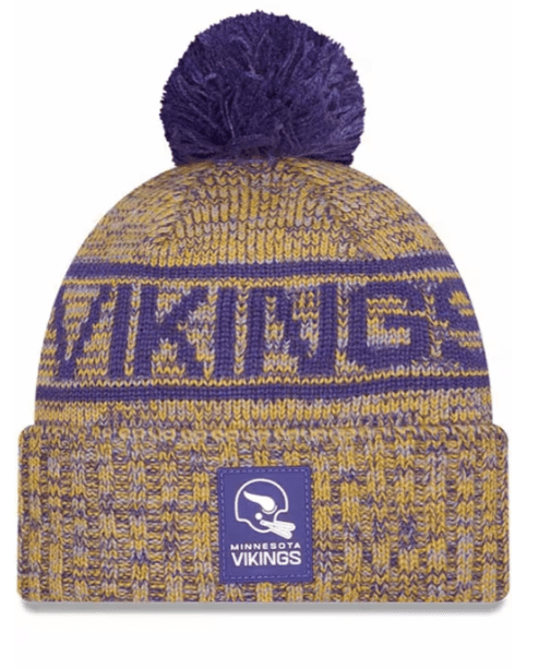 New Era Knit Hat OSFM / Gold Adult Minnesota Vikings New Era 2025 Gold Alternate Sideline Cuffed Knit Hat With Pom - Men's