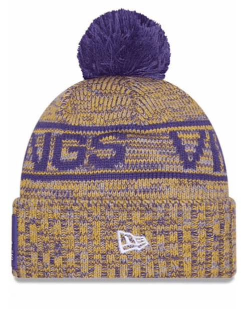 New Era Knit Hat OSFM / Gold Adult Minnesota Vikings New Era 2025 Gold Alternate Sideline Cuffed Knit Hat With Pom - Men's