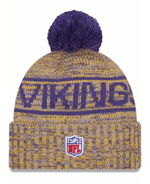 New Era Knit Hat OSFM / Gold Adult Minnesota Vikings New Era 2025 Gold Alternate Sideline Cuffed Knit Hat With Pom - Men's