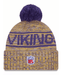 New Era Knit Hat OSFM / Gold Adult Minnesota Vikings New Era 2025 Gold Alternate Sideline Cuffed Knit Hat With Pom - Men's