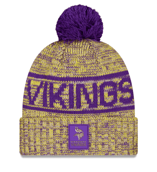 New Era Knit Hat OSFM / Gold Adult Minnesota Vikings New Era 2025 Gold Sideline Cuffed Knit Hat With Pom - Men's