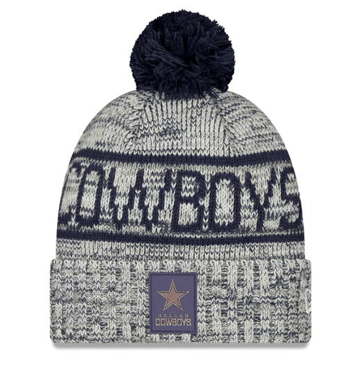 New Era Knit Hat OSFM / Gray Adult Dallas Cowboys New Era 2025 Gray Sideline Cuffed Knit Hat With Pom - Men's