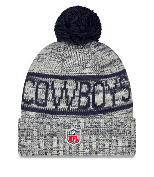 New Era Knit Hat OSFM / Gray Adult Dallas Cowboys New Era 2025 Gray Sideline Cuffed Knit Hat With Pom - Men's