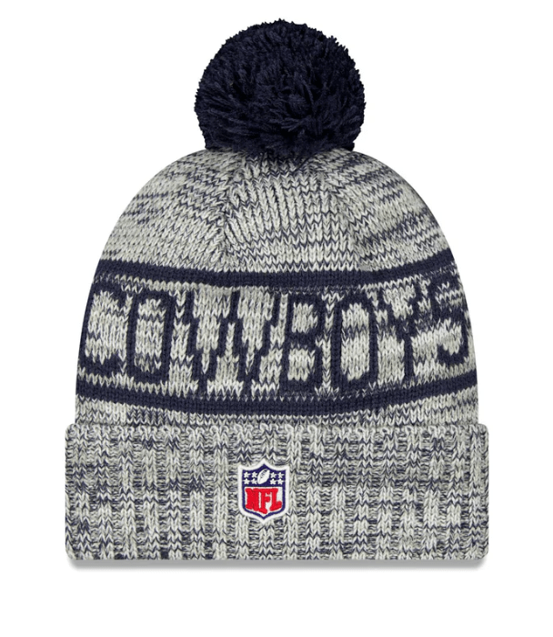New Era Knit Hat OSFM / Gray Adult Dallas Cowboys New Era 2025 Gray Sideline Cuffed Knit Hat With Pom - Men's