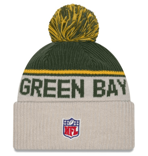 New Era Knit Hat OSFM / Gray Green Bay Packers New Era 2024 Gray Historic Sideline Cuffed Knit Hat With Pom